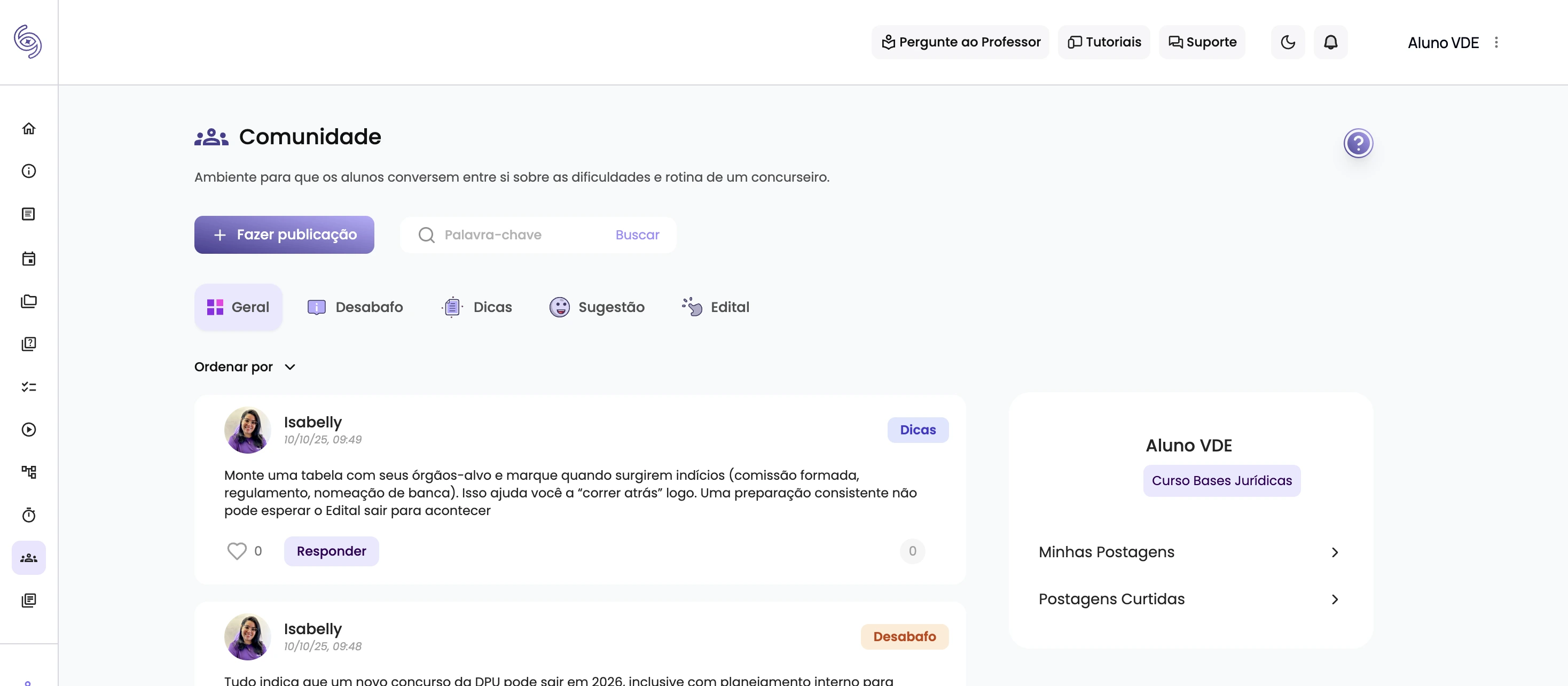 Ambiente para que os alunos troquem experiências durante os estudos.